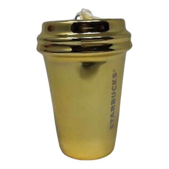 2012 Starbucks Shiny Metallic GOLD Ceramic Christmas Ornament Coffee Tumbler - Picture 4 of 6